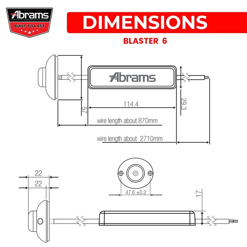 Abrams Blaster Emergency Vehicle LED Hideaway/Surface Mount Strobe Warning Light - Amber/Amber - Image 4